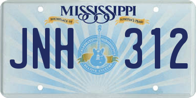 MS license plate JNH312