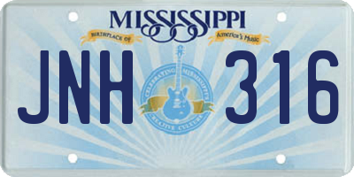 MS license plate JNH316