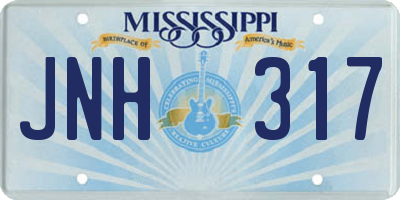MS license plate JNH317
