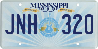 MS license plate JNH320