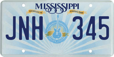 MS license plate JNH345