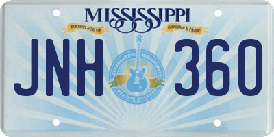 MS license plate JNH360