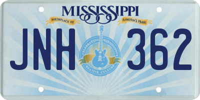 MS license plate JNH362