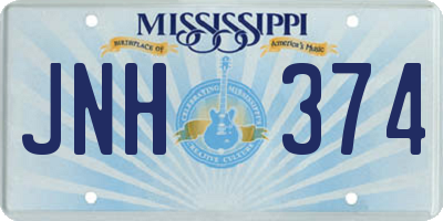 MS license plate JNH374