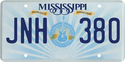 MS license plate JNH380
