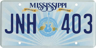 MS license plate JNH403