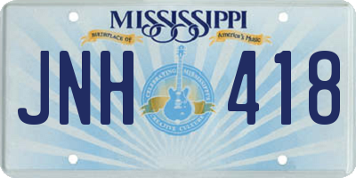 MS license plate JNH418
