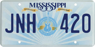 MS license plate JNH420