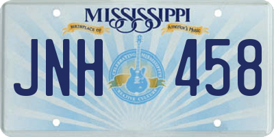 MS license plate JNH458