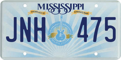 MS license plate JNH475
