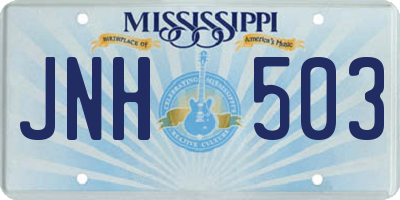 MS license plate JNH503