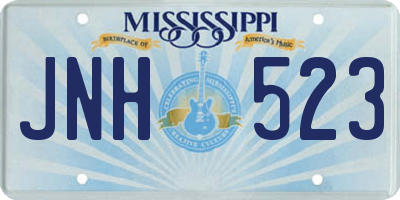 MS license plate JNH523