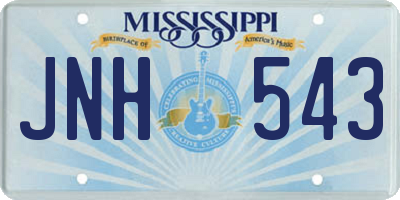 MS license plate JNH543