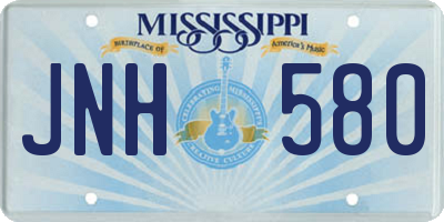 MS license plate JNH580