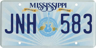 MS license plate JNH583