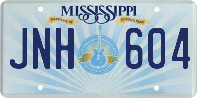 MS license plate JNH604