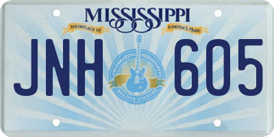 MS license plate JNH605