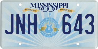 MS license plate JNH643