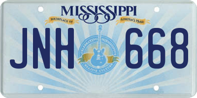 MS license plate JNH668