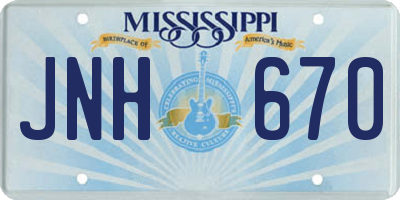 MS license plate JNH670