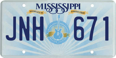 MS license plate JNH671