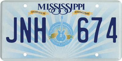 MS license plate JNH674