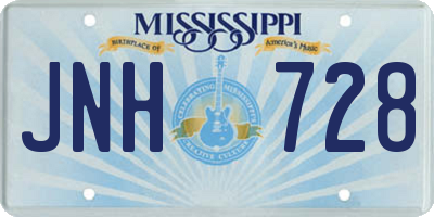 MS license plate JNH728