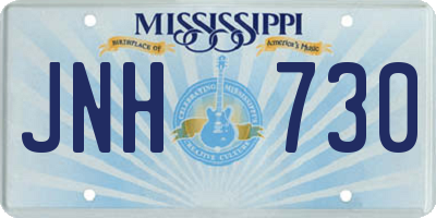 MS license plate JNH730