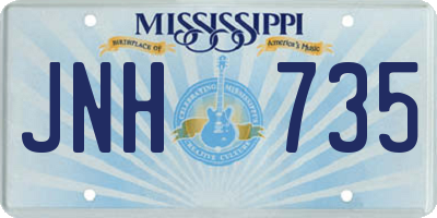MS license plate JNH735