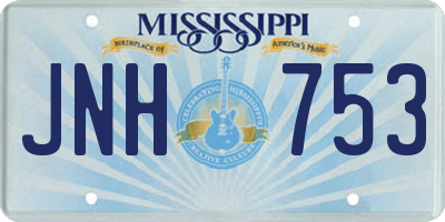 MS license plate JNH753