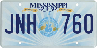 MS license plate JNH760