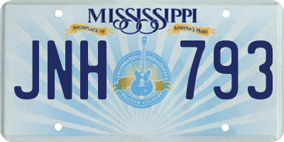 MS license plate JNH793