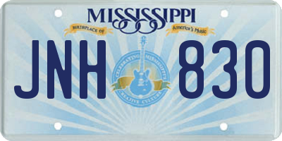 MS license plate JNH830