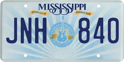 MS license plate JNH840