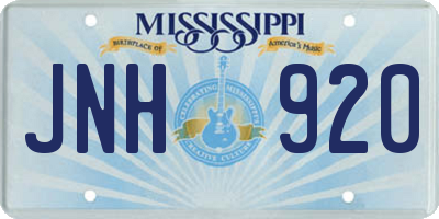 MS license plate JNH920