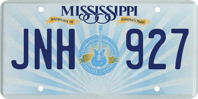 MS license plate JNH927
