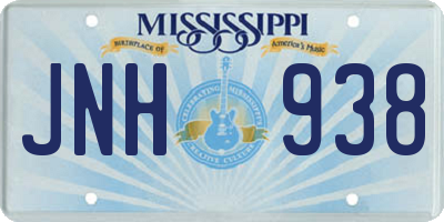 MS license plate JNH938