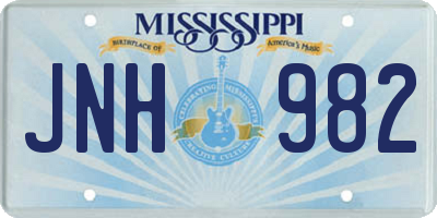 MS license plate JNH982