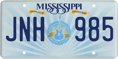 MS license plate JNH985
