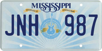 MS license plate JNH987