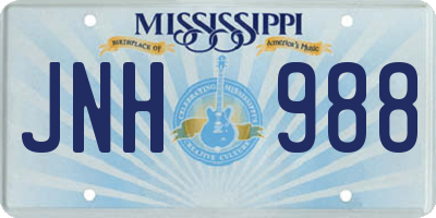 MS license plate JNH988