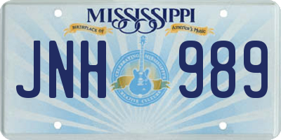 MS license plate JNH989