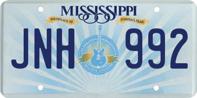 MS license plate JNH992