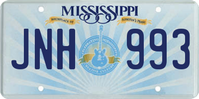 MS license plate JNH993