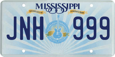 MS license plate JNH999
