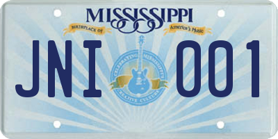 MS license plate JNI001