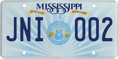 MS license plate JNI002
