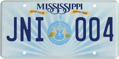 MS license plate JNI004
