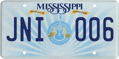 MS license plate JNI006