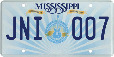MS license plate JNI007